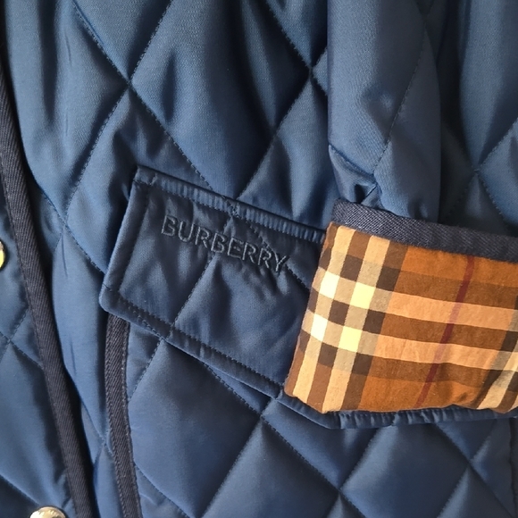 Burberry Blue Quilted Puffer Jacket with Hood - Picture 5 of 14
